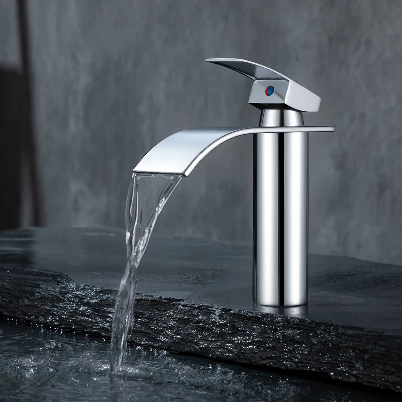 Homelody Waschtischarmatur Wasserfall Wasserhahn Waschbeckenarmatur Einhand Badarmatur