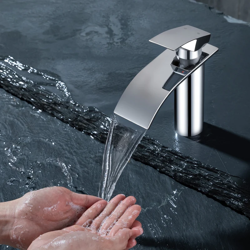 Homelody Waschtischarmatur Wasserfall Wasserhahn Waschbeckenarmatur Einhand Badarmatur