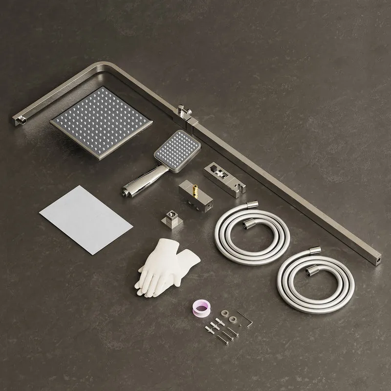 HOMELODY Regendusche Ohne Armatur Duschsystem Duschset Ohne Duscharmatur Chrom Duschgarnitur Verstellbarer Duschstange Duschsäule mit Kopfbrause 20x20cm eckig