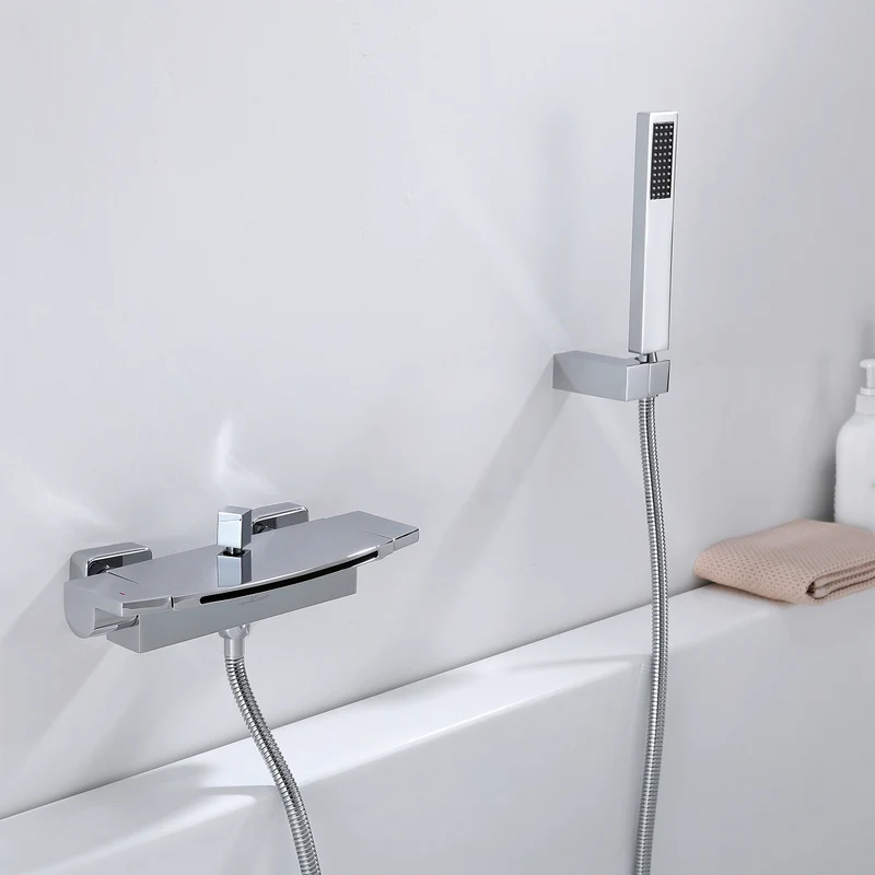 Homelody Moderne Wandhalterung Brausearmatur mit Regal Messing Wannenarmatur
