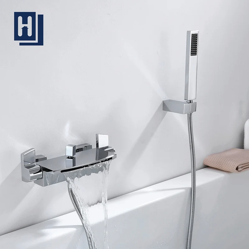 Homelody Moderne Wandhalterung Brausearmatur mit Regal Messing Wannenarmatur