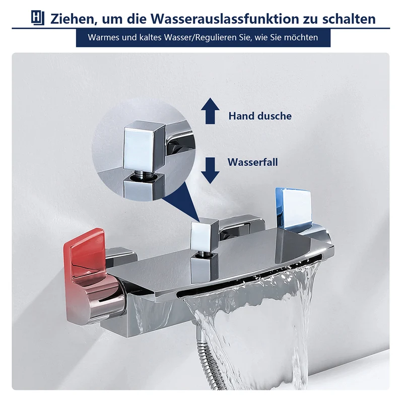 Homelody Moderne Wandhalterung Brausearmatur mit Regal Messing Wannenarmatur