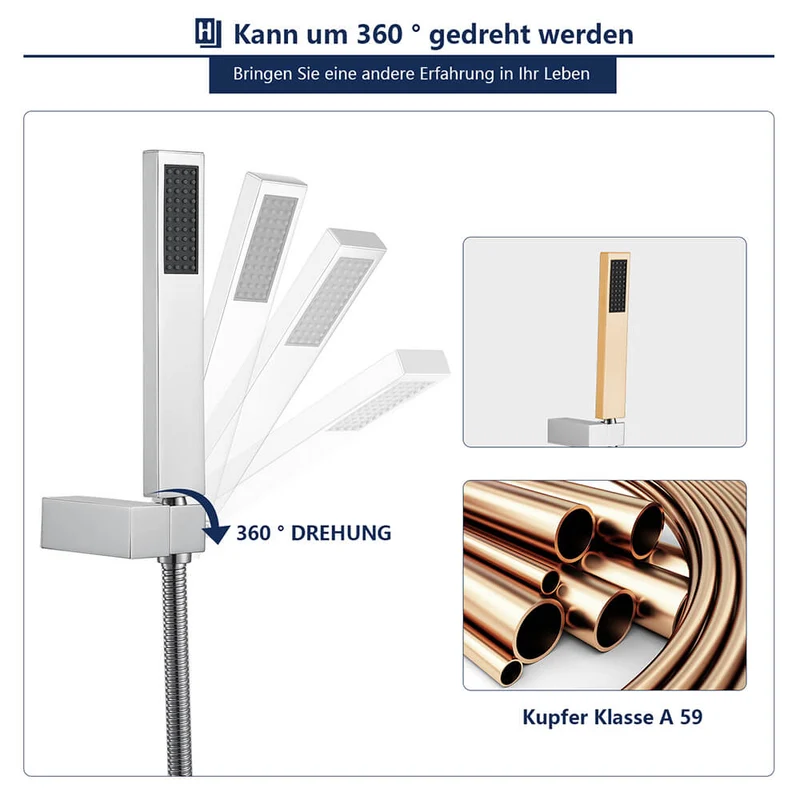 Homelody Moderne Wandhalterung Brausearmatur mit Regal Messing Wannenarmatur