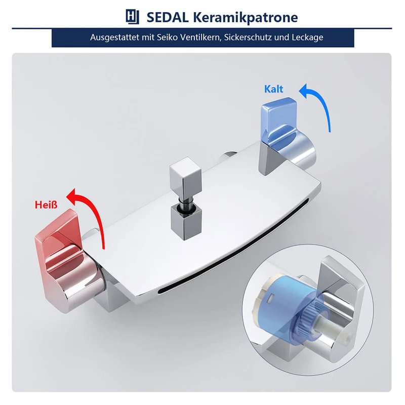 Homelody Moderne Wandhalterung Brausearmatur mit Regal Messing Wannenarmatur