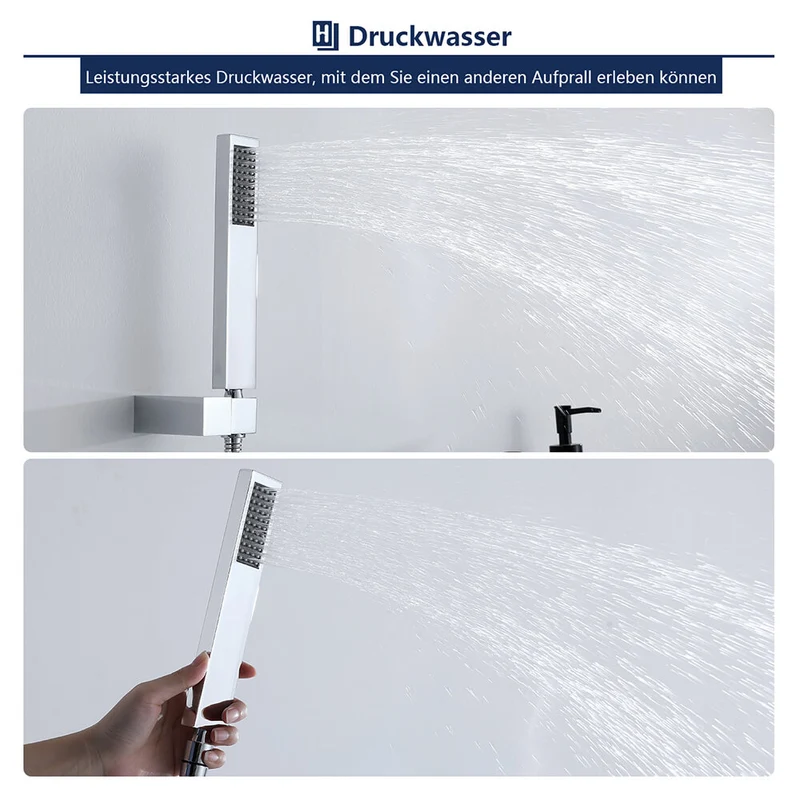 Homelody Moderne Wandhalterung Brausearmatur mit Regal Messing Wannenarmatur
