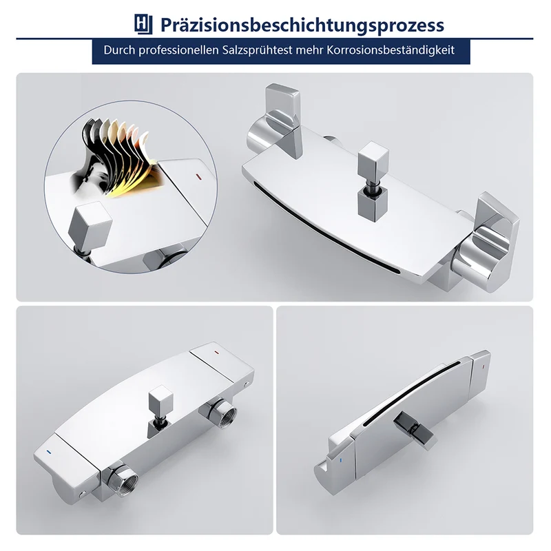 Homelody Moderne Wandhalterung Brausearmatur mit Regal Messing Wannenarmatur