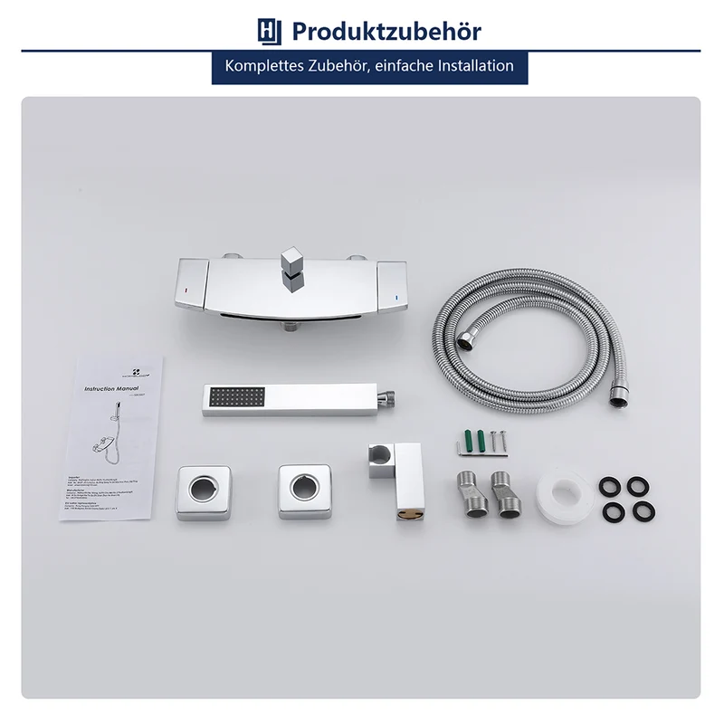 Homelody Moderne Wandhalterung Brausearmatur mit Regal Messing Wannenarmatur
