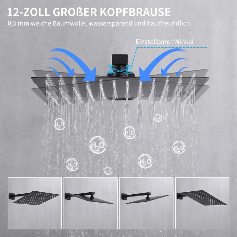 Homelody Unterputz Duschsystem aus Messing, 12 Zoll Kopfbrause Dusche