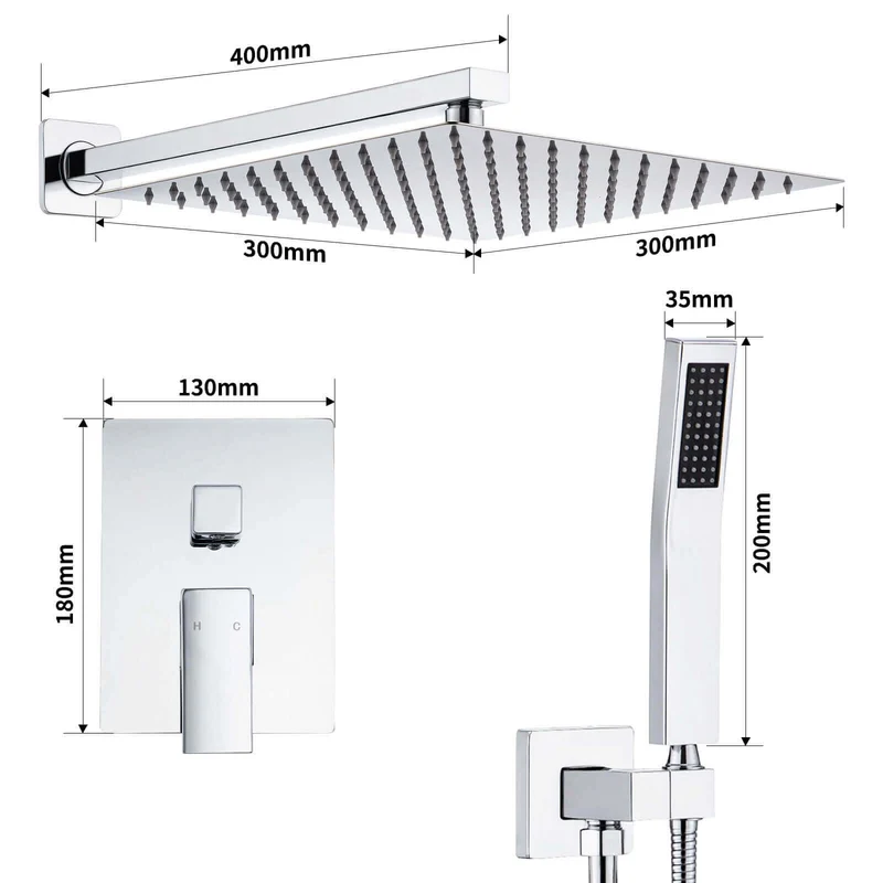 Homelody Unterputz Duschsystem aus Messing, 12 Zoll Kopfbrause Dusche