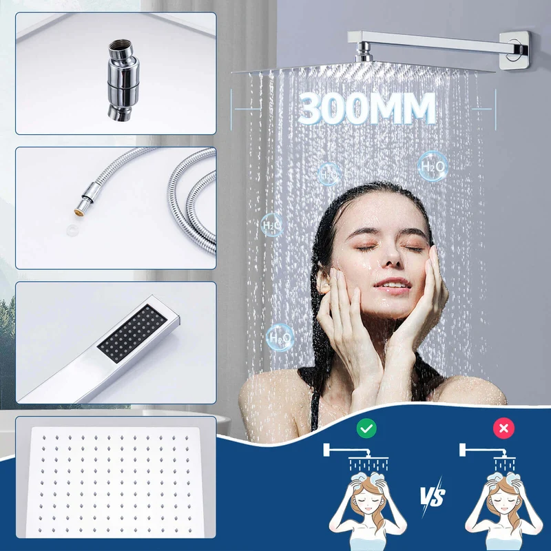 Homelody Unterputz Duschsystem aus Messing, 12 Zoll Kopfbrause Dusche
