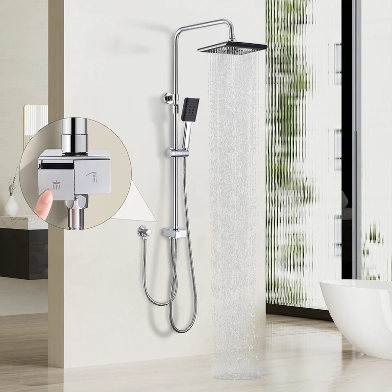 Homelody Duschsystem ohne Armatur, Regendusche Duschset mit Selbstreinigende Kopfbrause und Handbrause, Duschsäule für Bad/Badewanne