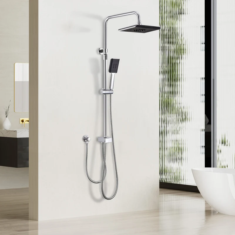 Homelody Duschsystem ohne Armatur, Regendusche Duschset mit Selbstreinigende Kopfbrause und Handbrause, Duschsäule für Bad/Badewanne