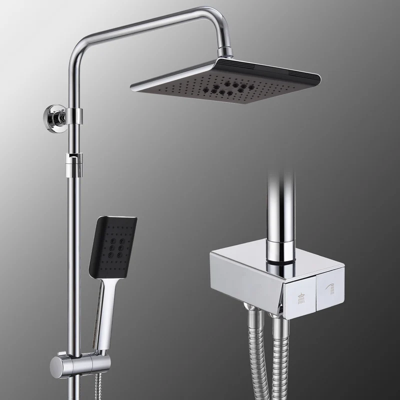 Homelody Duschsystem ohne Armatur, Regendusche Duschset mit Selbstreinigende Kopfbrause und Handbrause, Duschsäule für Bad/Badewanne
