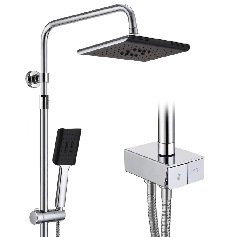 Homelody Duschsystem ohne Armatur, Regendusche Duschset mit Selbstreinigende Kopfbrause und Handbrause, Duschsäule für Bad/Badewanne