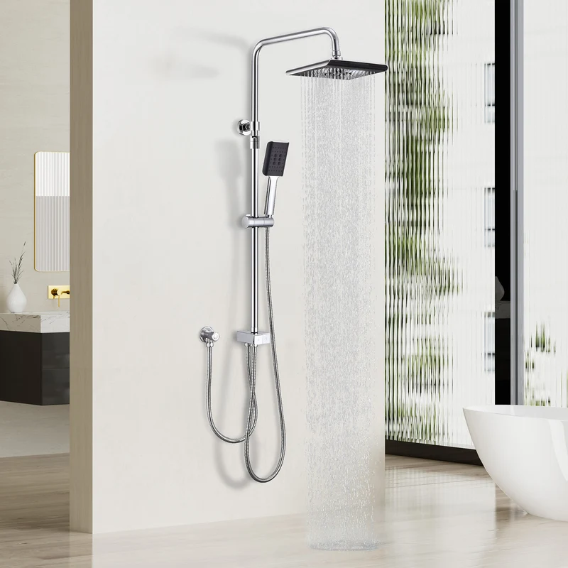 Homelody Duschsystem ohne Armatur, Regendusche Duschset mit Selbstreinigende Kopfbrause und Handbrause, Duschsäule für Bad/Badewanne