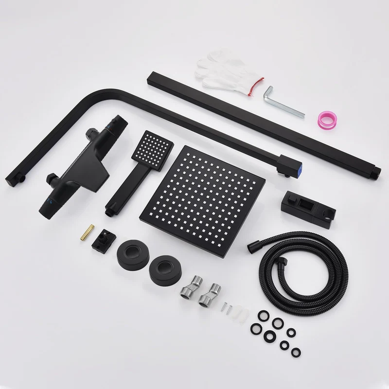 HOMELODY Duschsystem mit Thermostat Komplettset mit Wasserfall Badewannenarmatur