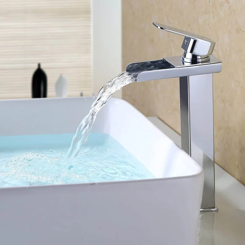 Homelody Wasserfall Armatur Wasserhahn Bad Chrom Waschbeckenarmatur hohe