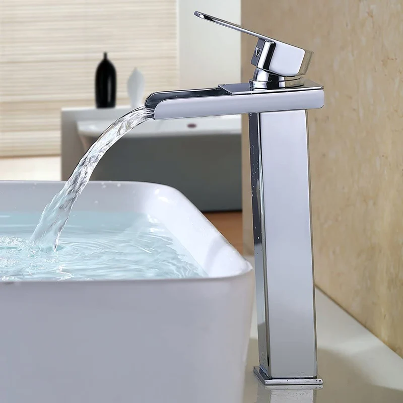 Homelody Wasserfall Armatur Wasserhahn Bad Chrom Waschbeckenarmatur hohe