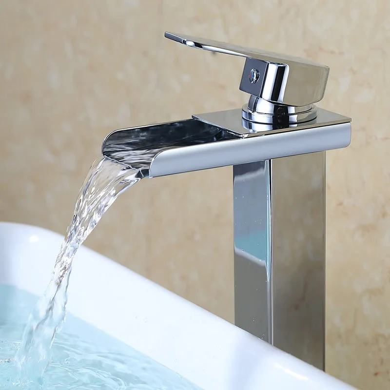 Homelody Wasserfall Armatur Wasserhahn Bad Chrom Waschbeckenarmatur hohe