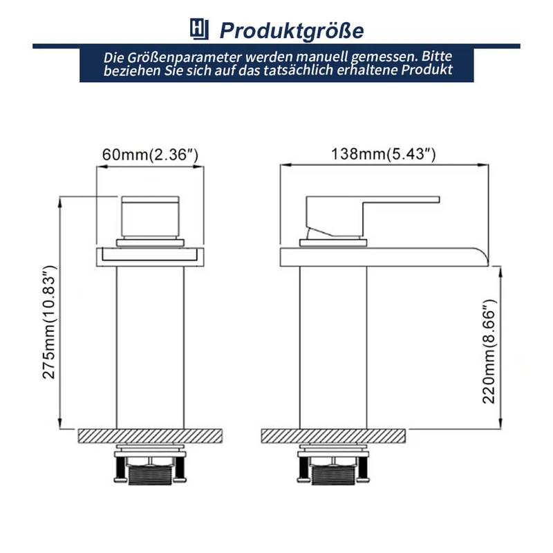 Homelody Wasserfall Armatur Wasserhahn Bad Chrom Waschbeckenarmatur hohe