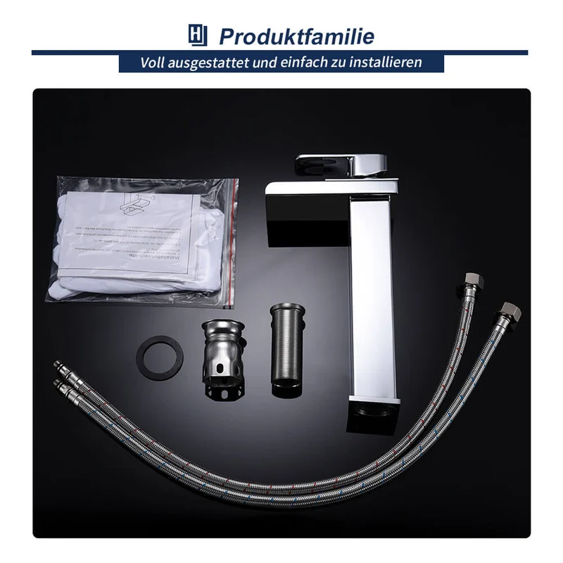 Homelody Wasserfall Armatur Wasserhahn Bad Chrom Waschbeckenarmatur hohe