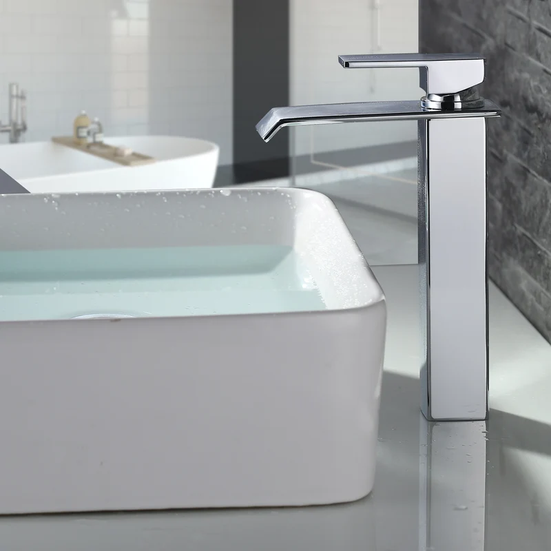 Homelody Wasserfall wasserhähne bad Chrom Badarmatur Hohe Einhebelmischer Wasserfall mischbatterie waschbecken