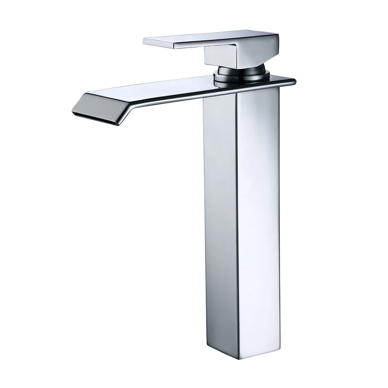 Homelody Wasserfall wasserhähne bad Chrom Badarmatur Hohe Einhebelmischer Wasserfall mischbatterie waschbecken