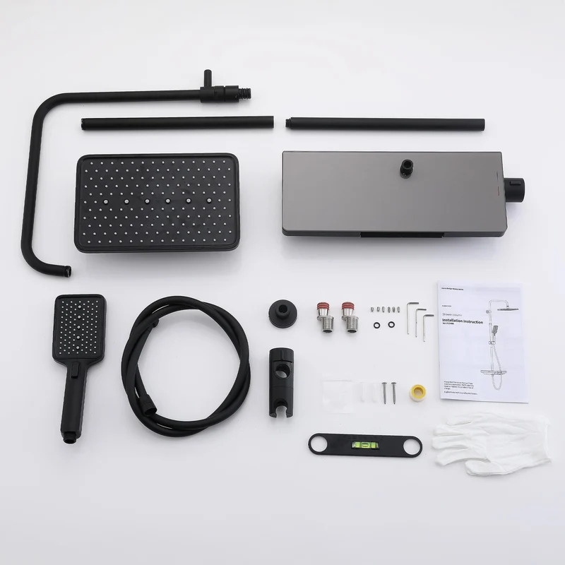 HOMELODY Duschsystem mit Thermostat und Glasablage 40 x 18 CM