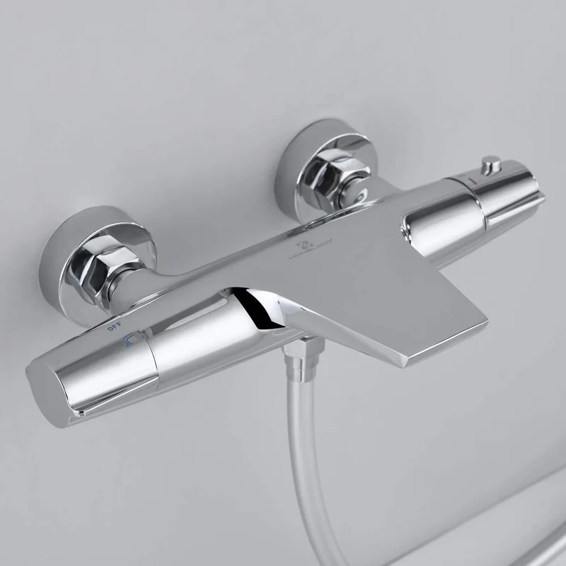 Homelody Messing Badewannenarmatur mit Thermostat Brausebatterie Chrom Wasserfall Wasserhahn Dusche Bad