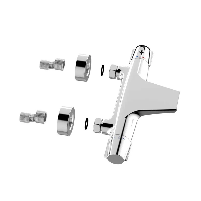 Homelody Messing Badewannenarmatur mit Thermostat Brausebatterie Chrom Wasserfall Wasserhahn Dusche Bad