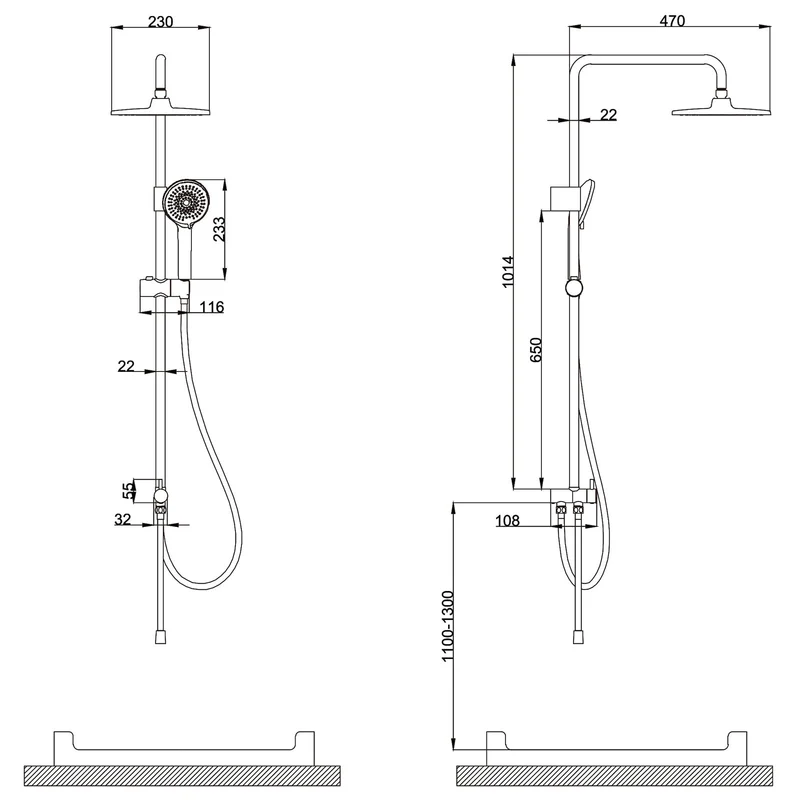 HOMELODY Regendusche Duschsystem ohne Armatur, Schwarz Handbrause mit 3 Funktionen, Edelstahl Duschset mit Kopfbrause Rund, Duschstange SUS304