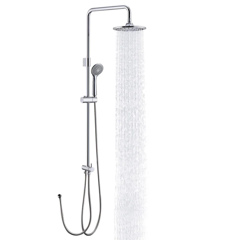 HOMELODY Duschsystem ohne Armatur, Regendusche mit Edelstahl Duschkopf Rund, Chrom Überkopfbrause Duschstange Duschset Duschsäuleset SUS304