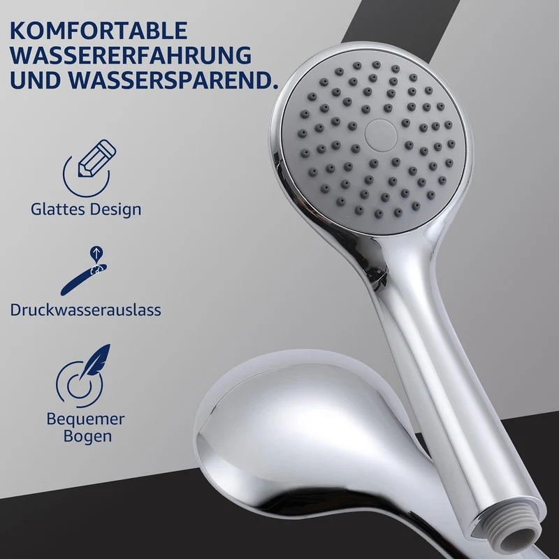 HOMELODY Duschsystem ohne Armatur, Regendusche mit Edelstahl Duschkopf Rund, Chrom Überkopfbrause Duschstange Duschset Duschsäuleset SUS304