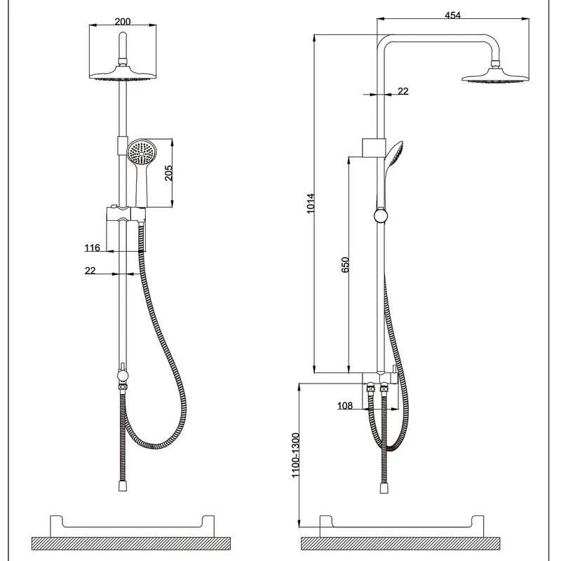 HOMELODY Duschsystem ohne Armatur, Regendusche mit Edelstahl Duschkopf Rund, Chrom Überkopfbrause Duschstange Duschset Duschsäuleset SUS304