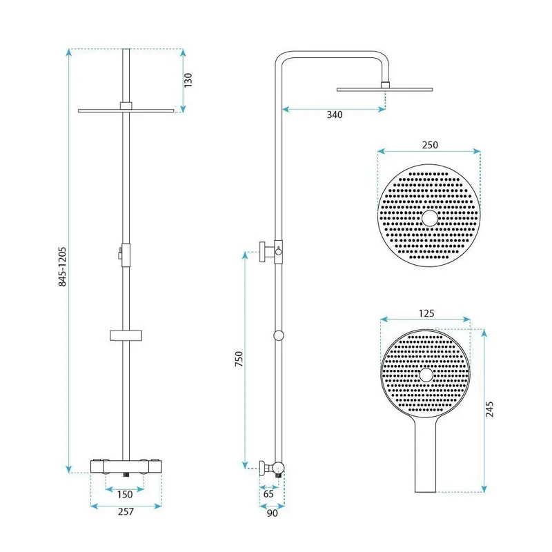 Dusche mit Thermostat Lungo Chrom