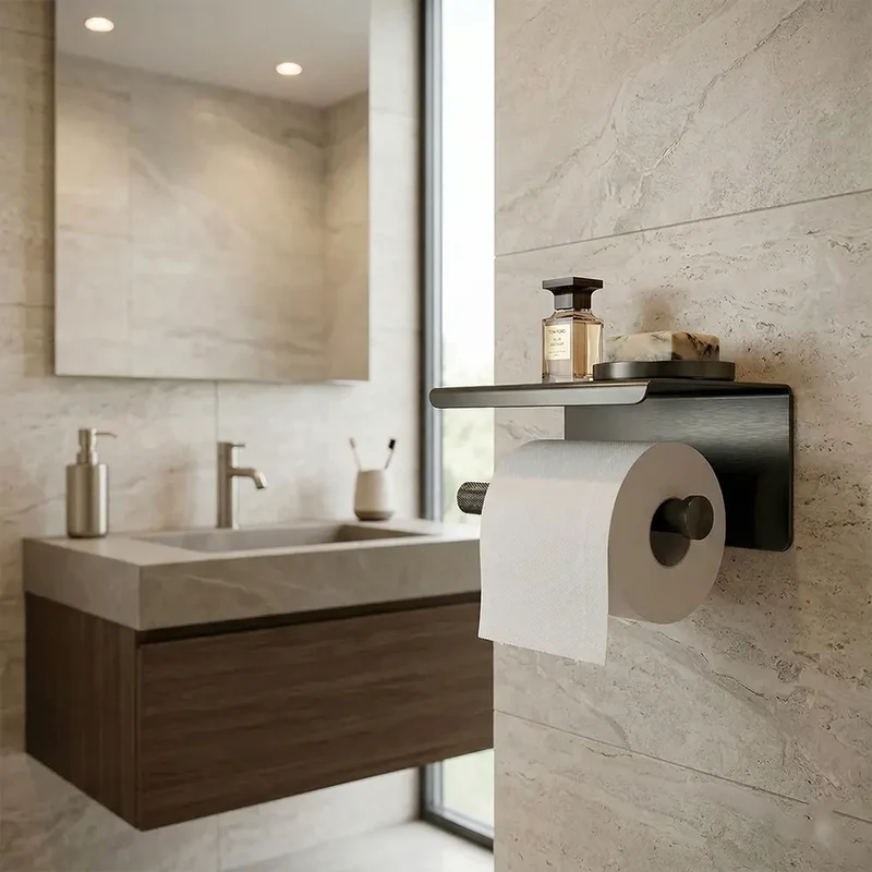 Toilettenpapierhalter mit Ablage 6613 Modern Titan