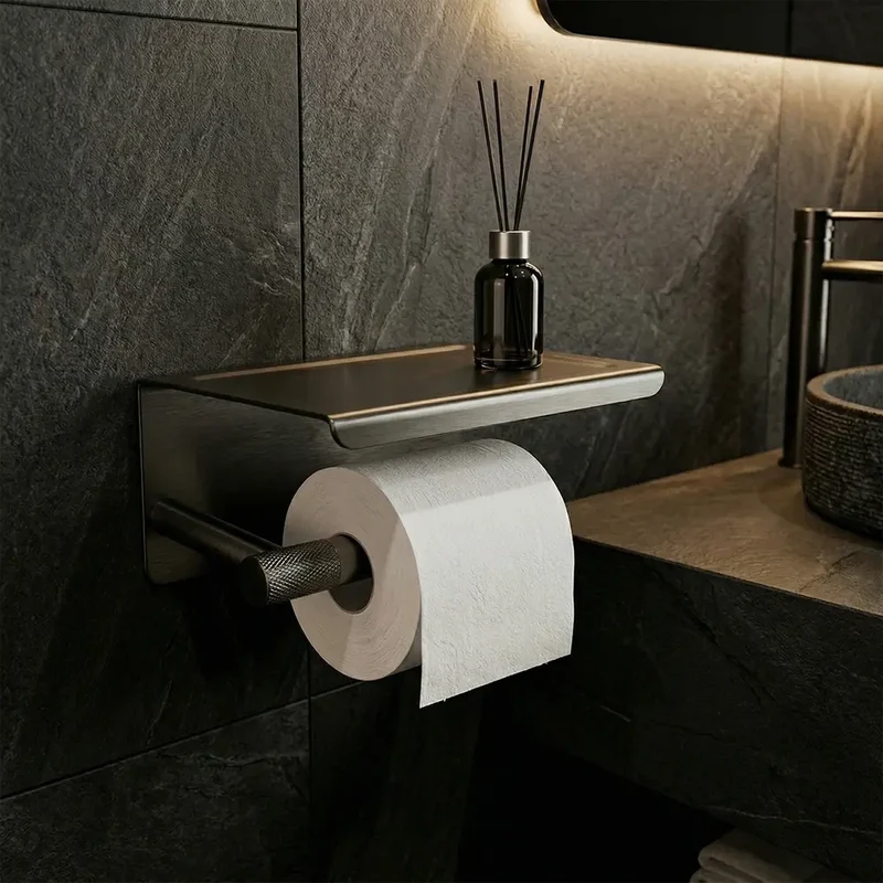 Toilettenpapierhalter mit Ablage 6613 Modern Titan