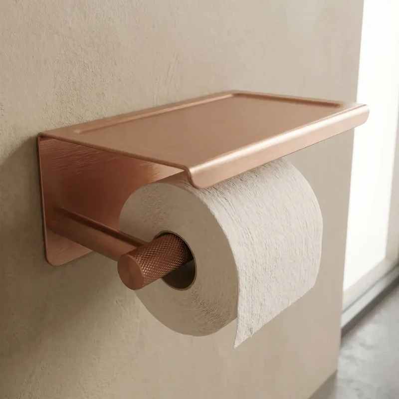 Toilettenpapierhalter mit Ablage 6613 Modern Kupfer Matt