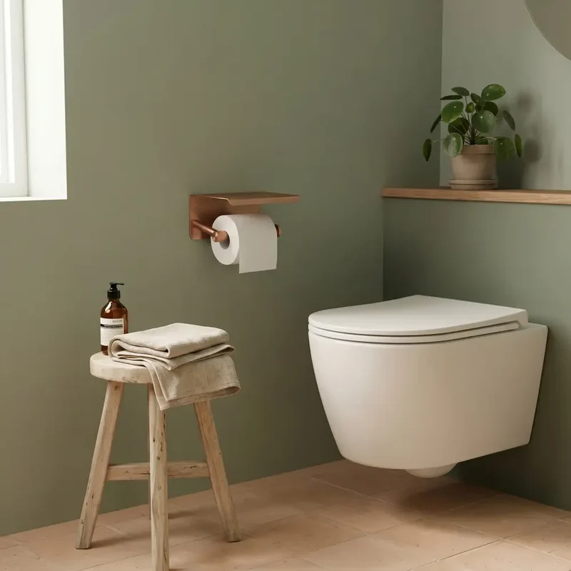 Toilettenpapierhalter mit Ablage 6613 Modern Kupfer Matt