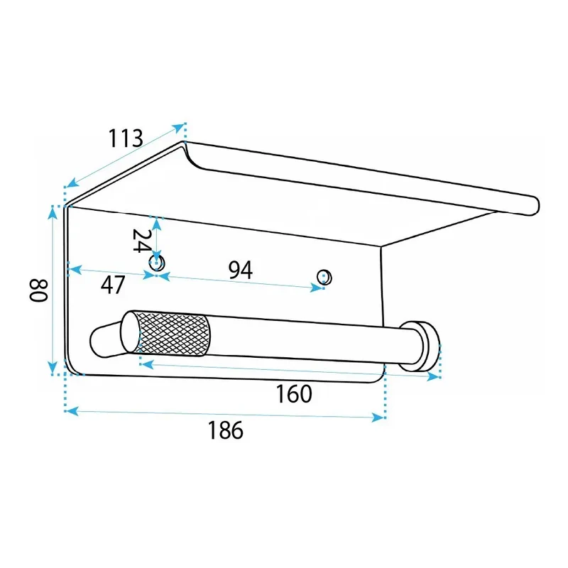 Toilettenpapierhalter mit Ablage 6613 Modern Kupfer Matt