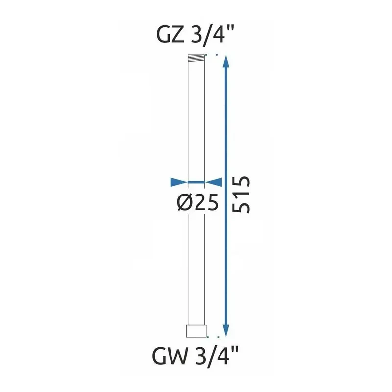 Verlängerung für Dusche 50 cm Kupfer Matt