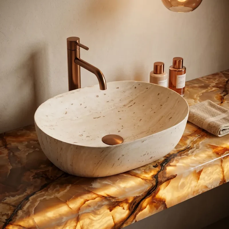 Aufsatzwaschbecken Amelia Travertine 48x34,5cm