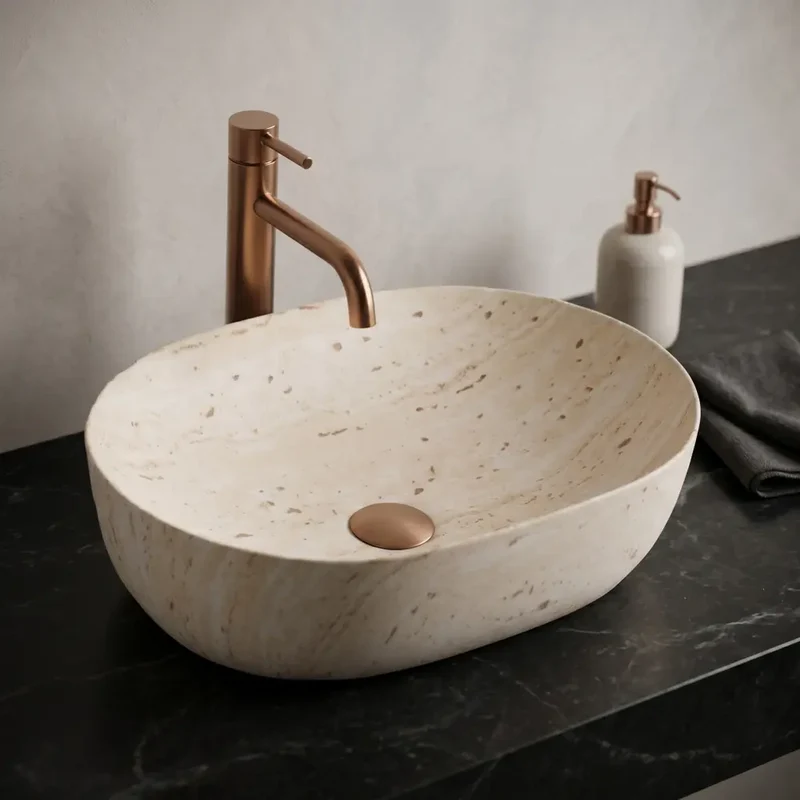 Aufsatzwaschbecken Amelia Travertine 48x34,5cm