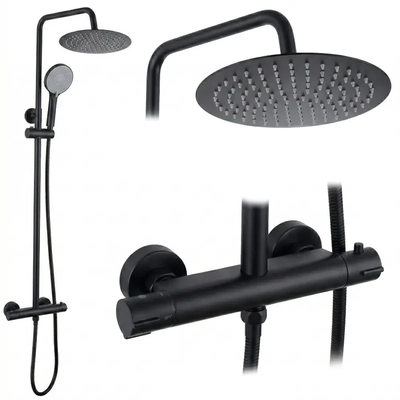 Dusche mit Thermostat Lungo Schwarz