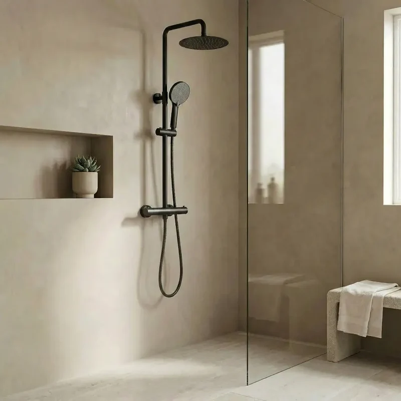 Dusche mit Thermostat Lungo Schwarz
