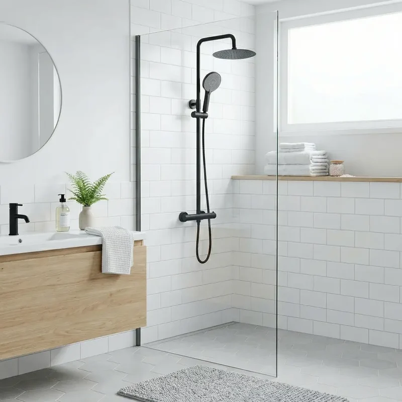 Dusche mit Thermostat Lungo Schwarz