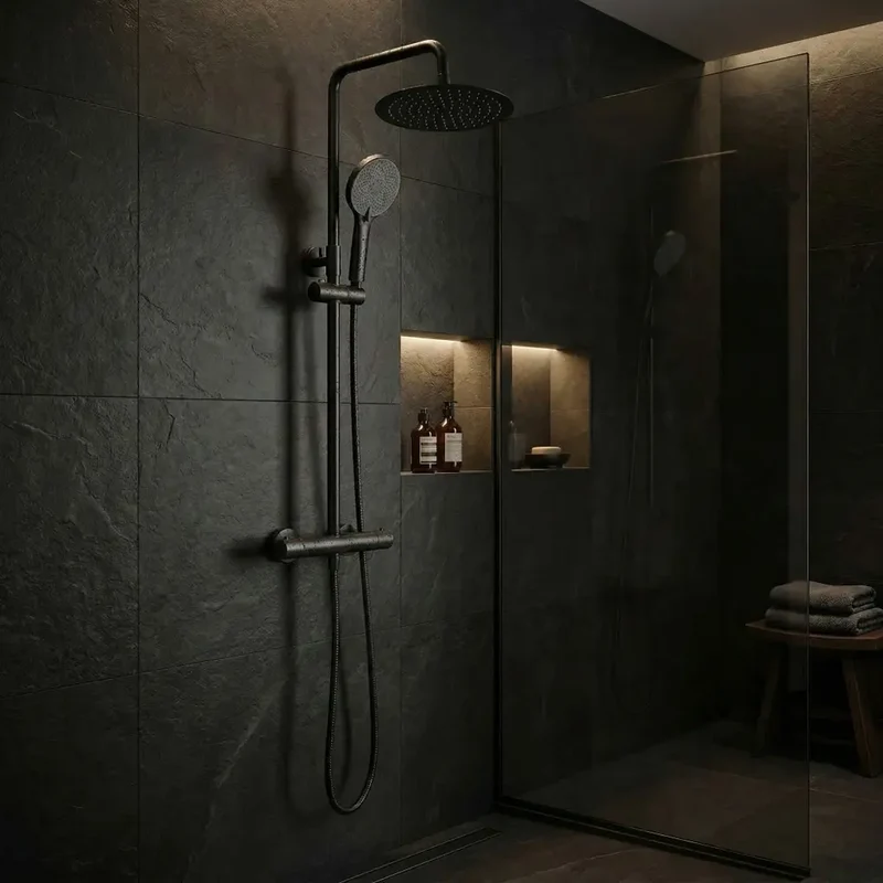 Dusche mit Thermostat Lungo Schwarz