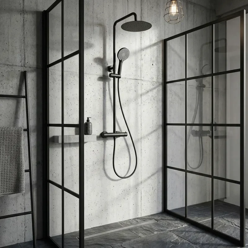 Dusche mit Thermostat Lungo Schwarz