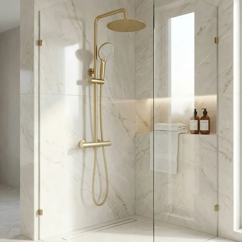 Dusche mit Thermostat Lungo Gold Matt