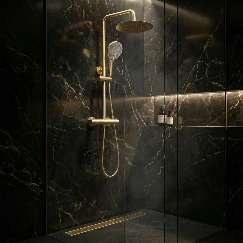 Dusche mit Thermostat Lungo Gold Matt